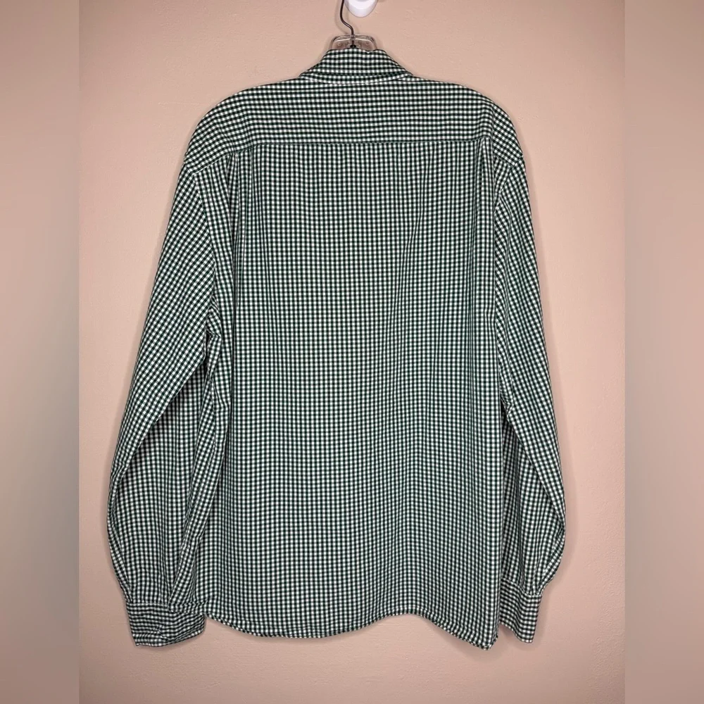 J. Crew Green Gingham Cotton Button Down Shirt Long Sleeve Size XL
